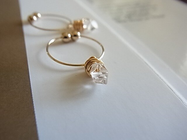 herkimer diamondイヤリング(ノンホールピアス)の画像1枚目