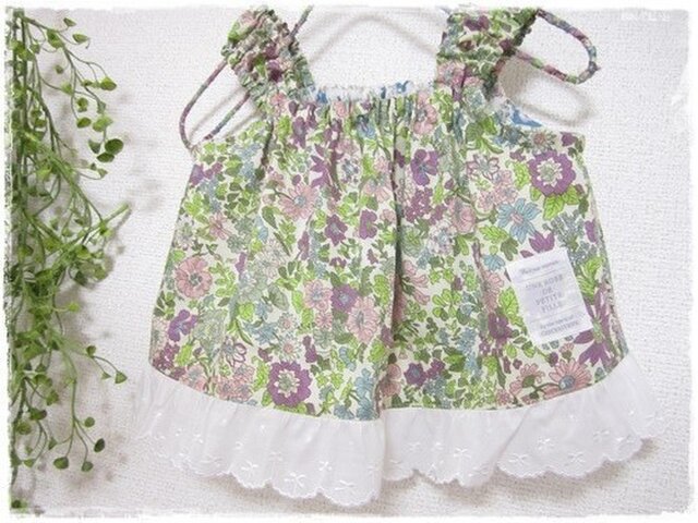 リバティ☆ノースリーブ・フリルブラウス*70*Ⅳの画像1枚目