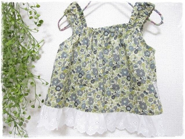 *リバティ☆ノースリーブ・フリルブラウス*80*Ⅱの画像1枚目