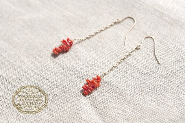 En vacances レッドコーラルのピアス WJG_P015の画像1枚目