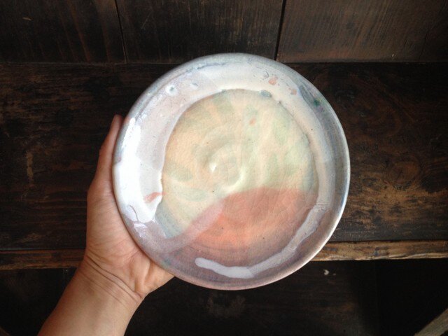 ピンクの葉っぱ柄 パン皿 16.7cmの画像1枚目