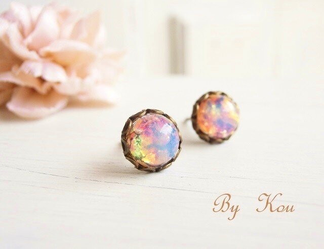 。*・*pink opal*・*。ヴィンテージ・ピアス。の画像1枚目
