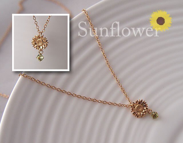 BLOOM ペリドット 向日葵 ネックレス 向日葵YGカラーペリドット付☆ひまわりのペンダント ネックレス