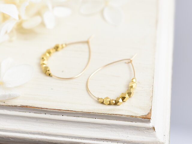 14kgf フープピアス】マットゴールド シンプル しずく | iichi 日々の