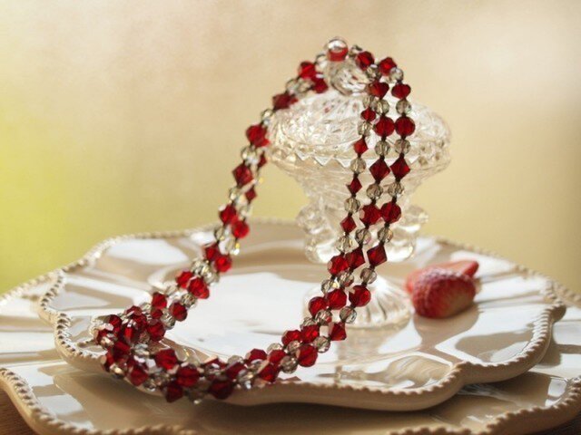 Swarovski ＊ ラズベリー色のネックレス Red,1-