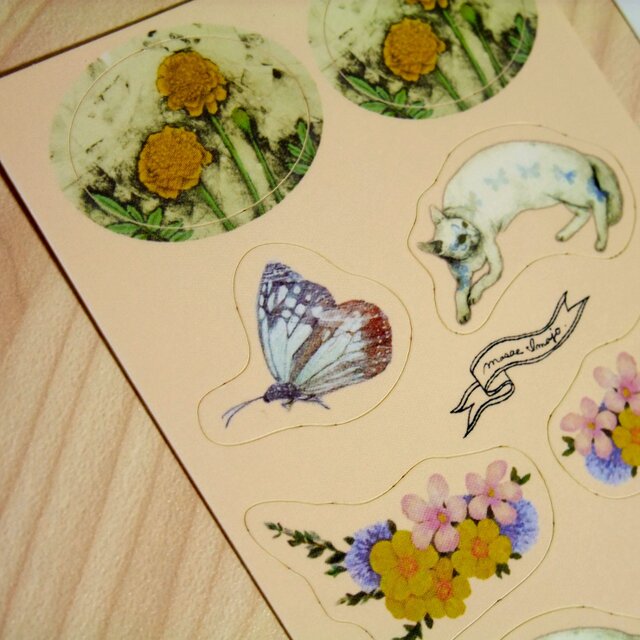 シール『 butterflies & flours 』 8ピースの画像1枚目