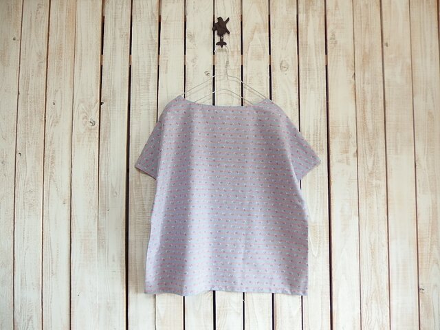 どっちもTシャツ/花柄ボーダー(ブルー)の画像1枚目