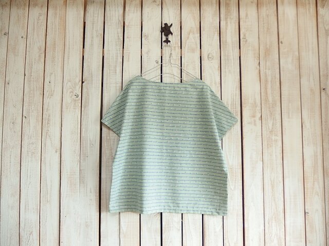 どっちもTシャツ/花柄ボーダー(ミントグリーン)の画像1枚目