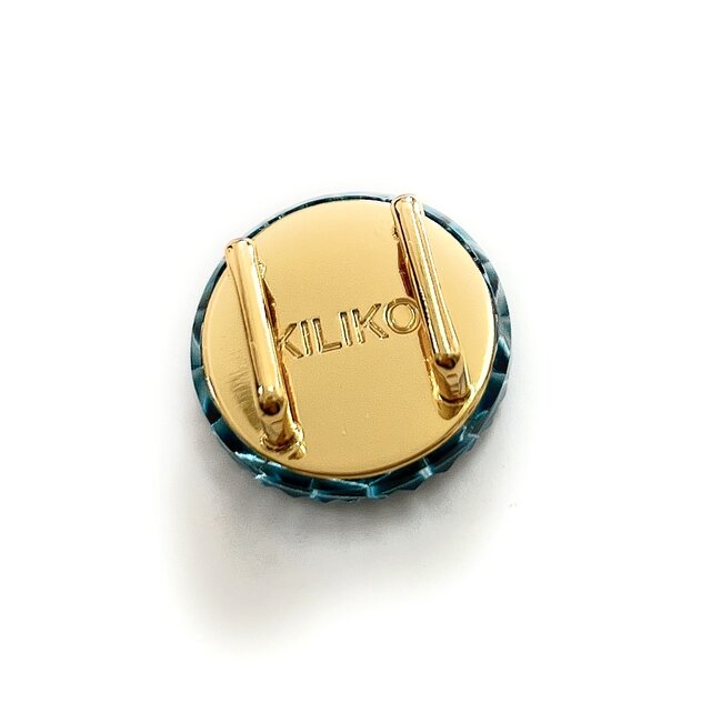 東京切子帯留め 丸 菊 ダークブルー・ゴールド | iichi 日々の暮らしを