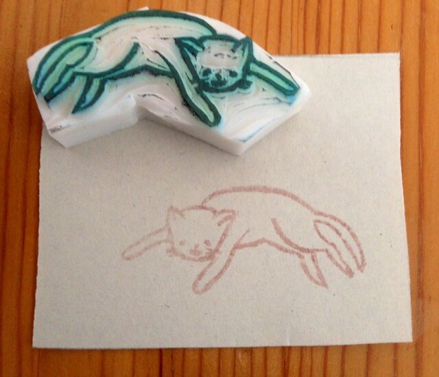 だらだら猫の消しゴムはんこの画像1枚目