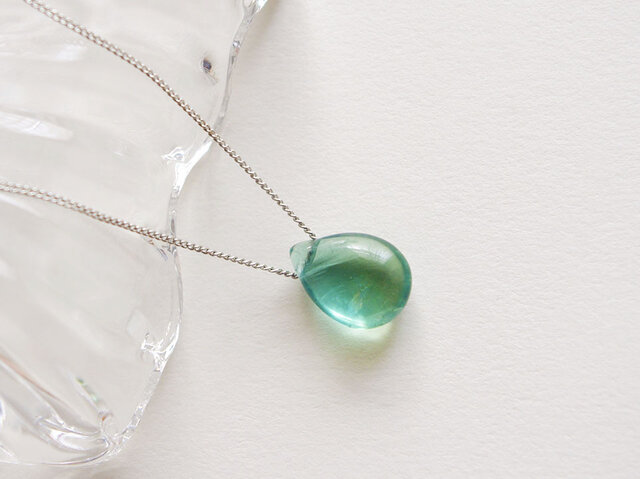 フローライトのネックレス 天然石 青緑 少し大き目 | iichi 日々の