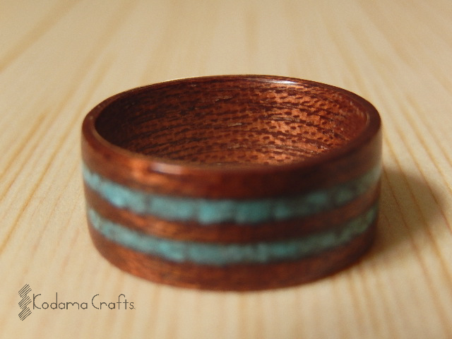手作り木の指輪 サペリ ターコイズ Iichi ハンドメイド クラフト作品 手仕事品の通販