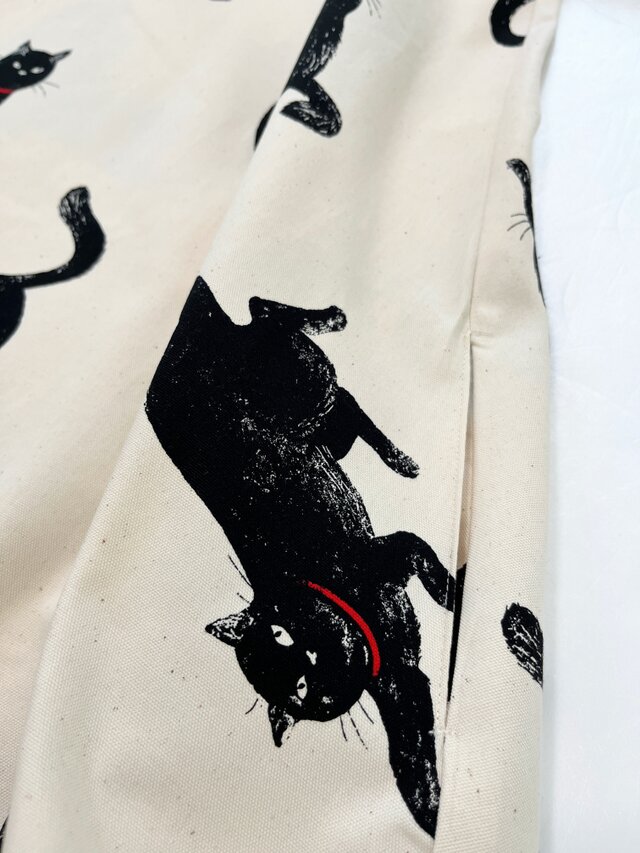 こなまいきな黒猫のワンピース＊ポケット付き＊国産コットン 綿100