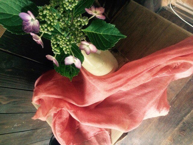 kitta 草木染め 茜染 ストール 草木染め・茜染め・オーガニック・コットンガーゼ・知多木綿