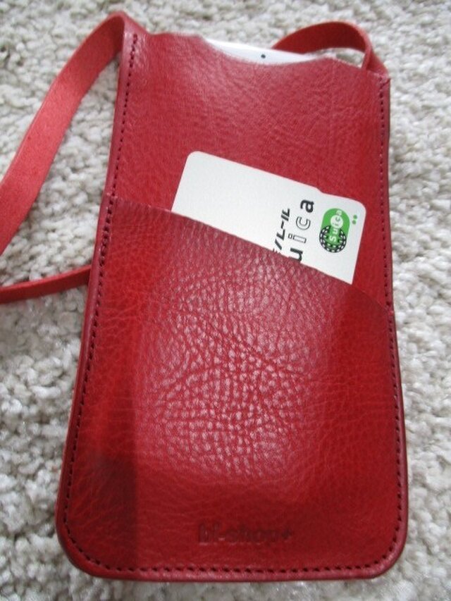 iphone6対応スマホショルダーイタリアンレザー/ポケット付き