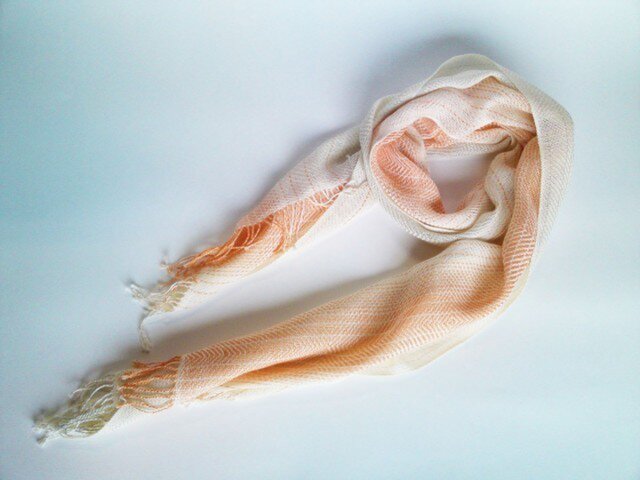 オーダー制作 コットンストール 手織 オレンジ×生成グラデーション 巾40cmの画像1枚目