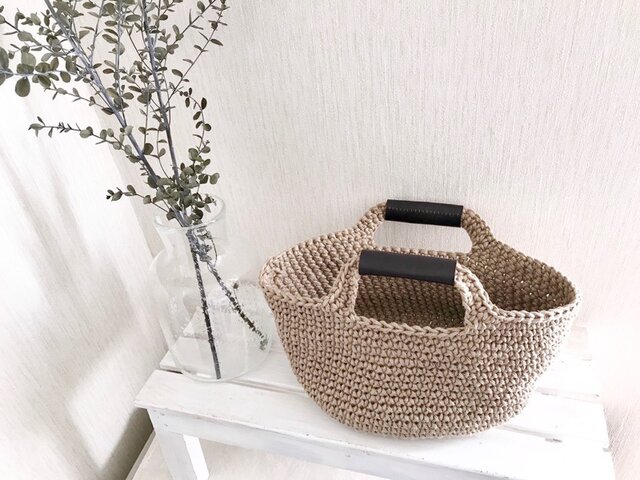 麻ひもカゴバッグLの画像1枚目