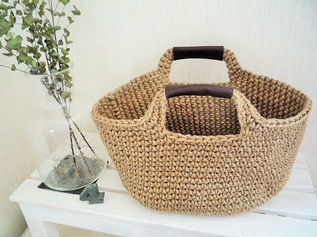 麻ひもカゴバッグL | iichi 日々の暮らしを心地よくするハンドメイドや