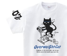 フィットネスバイクと猫 150.160.(女性M.L) S~XL Tシャツ【受注生産品】の画像1枚目