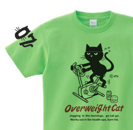 フィットネスバイクと猫 150.160.(女性M.L) S~XL Tシャツ【受注生産品】の画像1枚目