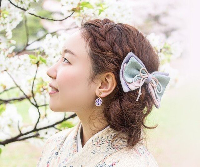 ちりめんリボンバレッタ "Chirimen" Ribbon Barrette <Sai>の画像1枚目