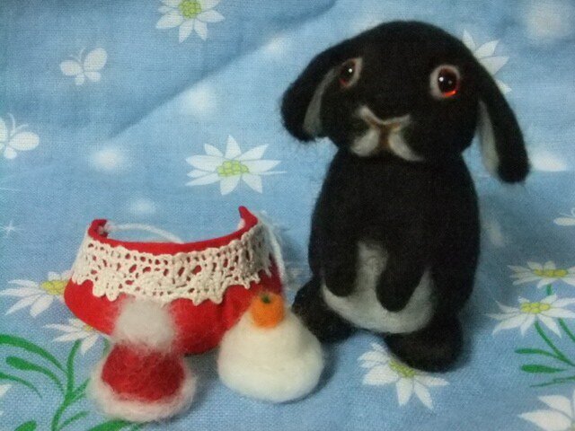 たれ耳うさぎ*黒 の画像1枚目