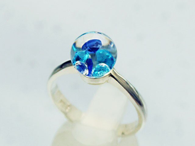 Bijou Glass Ring S Blueの画像1枚目