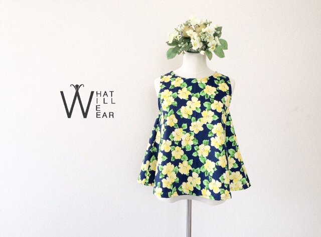 BOTANICAL FLARE TOP (NAVY)の画像1枚目