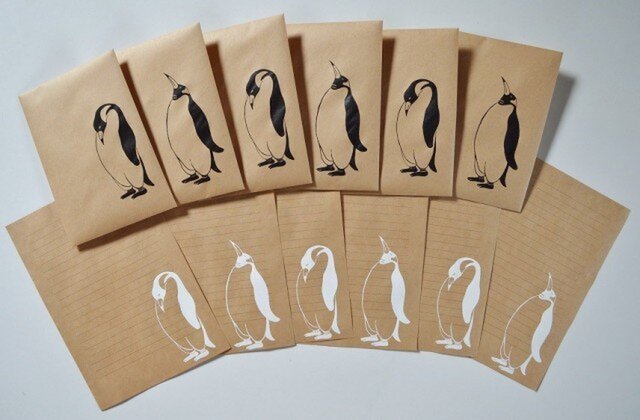 ペンギンレターセット A5、オリジナルデザインの画像1枚目