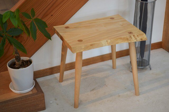 玄関スツール椅子 おしゃれ天然木 I15 S3 ﾄﾁ Iichi ハンドメイド