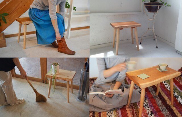 玄関スツール椅子 おしゃれ天然木 I15 S3 ﾄﾁ Iichi ハンドメイド