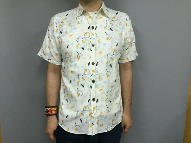 半袖和柄シャツ(金魚すくい柄)の画像1枚目
