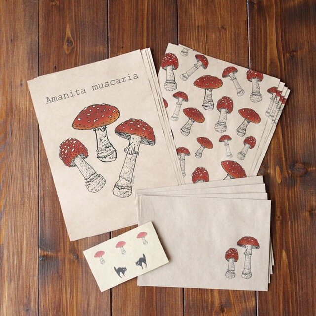キノコのレターセット(Amanita muscaria)の画像1枚目