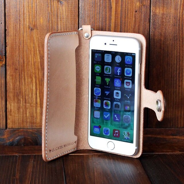 ヌメ革 iPhone6用手帳型ケース 25セントコンチョの画像1枚目
