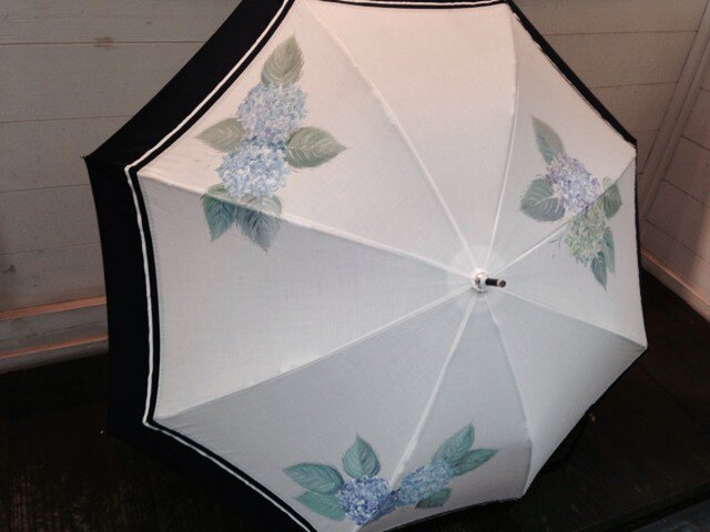 手描き日傘(晴雨兼用) 紫陽花(白)の画像1枚目
