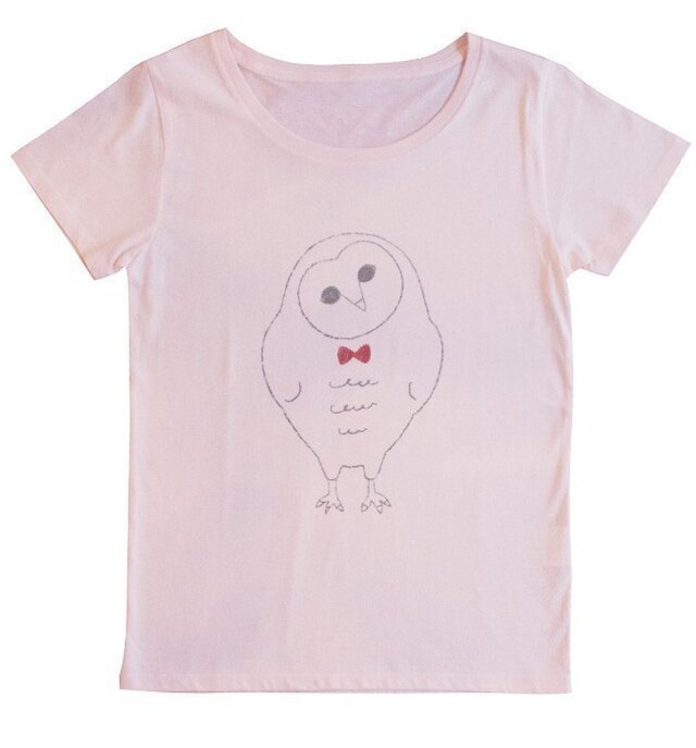 メンフクロウのTシャツ(シャーベットピンク)の画像1枚目