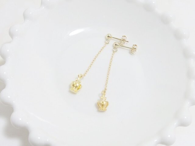 K14GF***P121* プチ王冠☆ロングピアス | iichi 日々の暮らしを