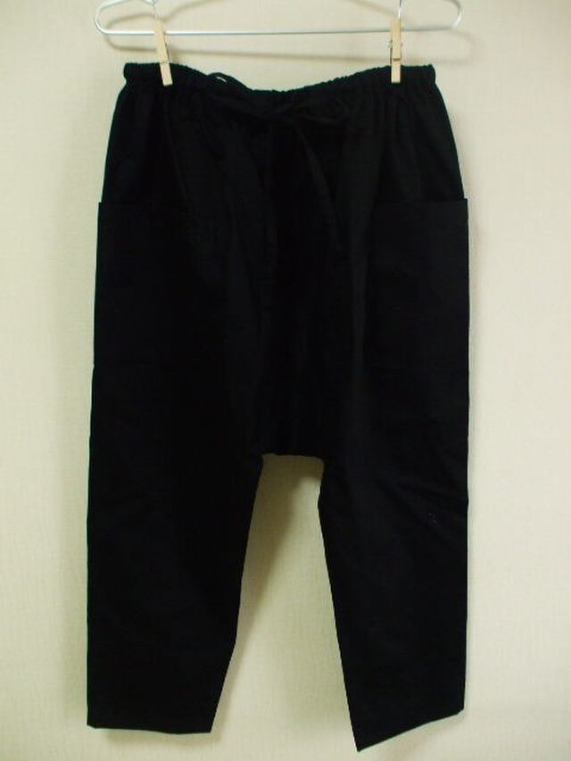サルエルパンツ 黒 綿100% M~Lサイズ 受注生産の画像1枚目
