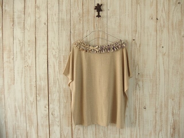 コラージュTシャツ/ベージュ cの画像1枚目