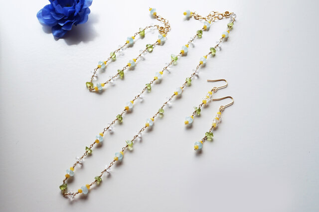 アクアマリン クールストーンジュエリーセットAquamarin Cool stone Jewelry set S0001の画像1枚目