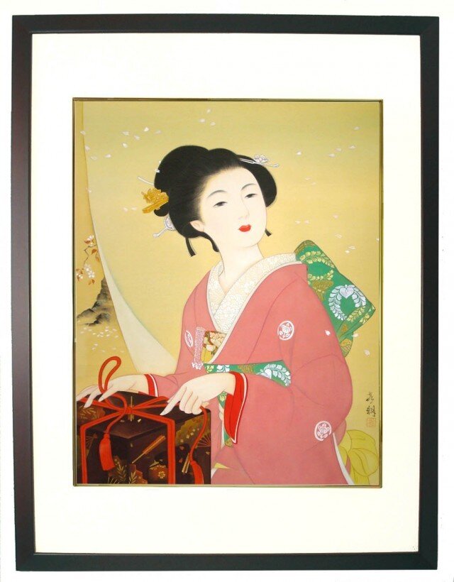 美人画[宴の後-えんのあと-」大全紙版額入りの画像1枚目