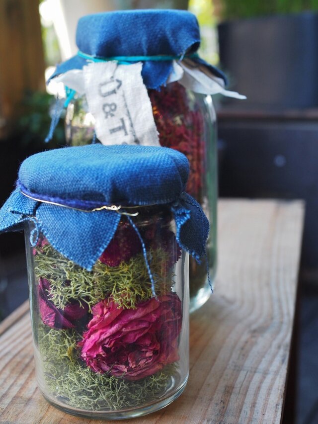 ドライボトルのモスアレンジ　ピンクS