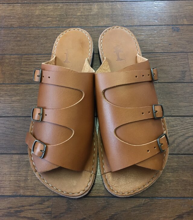 革サンダル・26.0-26.5cm・キャメルの画像1枚目