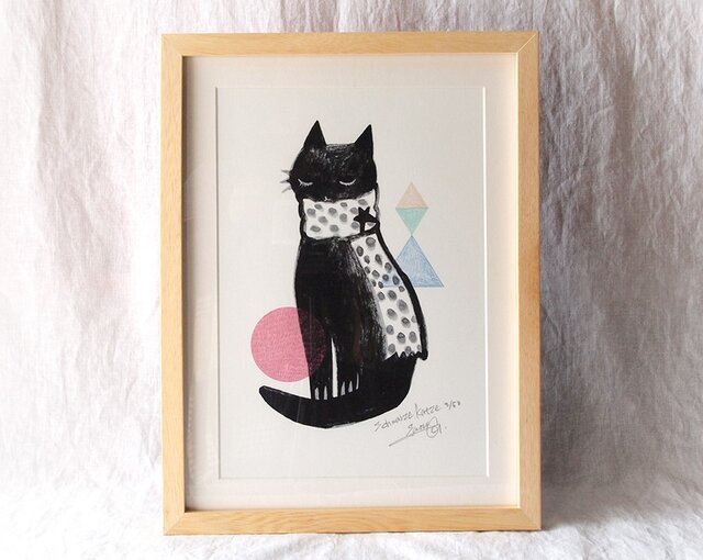 『Schwarze Katz』デジタル画 額装品の画像1枚目