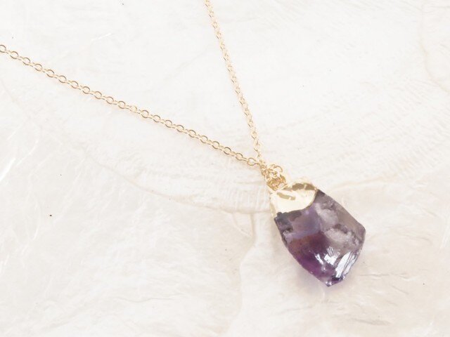 14KGF amethyst rock ネックレスの画像1枚目