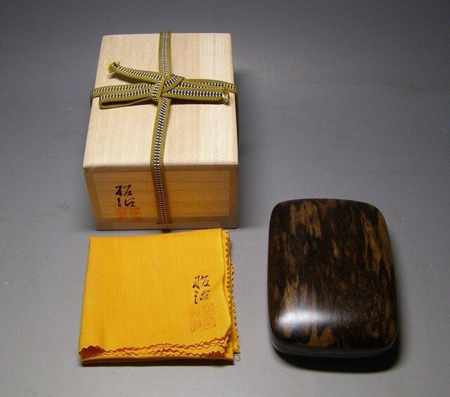 縞柿孔雀杢蓋物 香盒等の画像1枚目