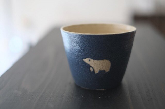 シロクマフリーカップ(紺)の画像1枚目