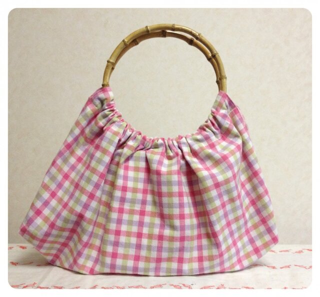 ランラン♪バンブーバッグ大(ピンク系)の画像1枚目