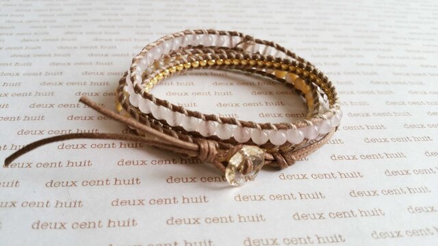 3連ローズクォーツMIXラップブレス | iichi 日々の暮らしを心地よく