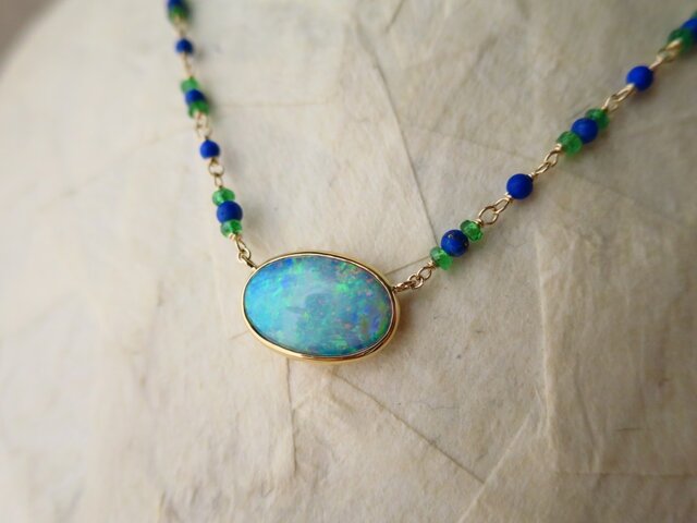 K10・K18 Opal・Lapis Necklaceの画像1枚目